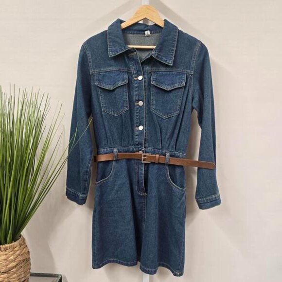 Dresses & Skirts - Le Tong Denim Shirt Dress‎ with Belt